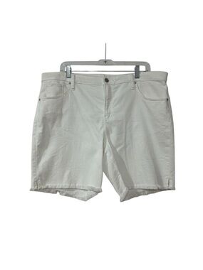 Chico's White Denim Jean Shorts with Frayed Hem